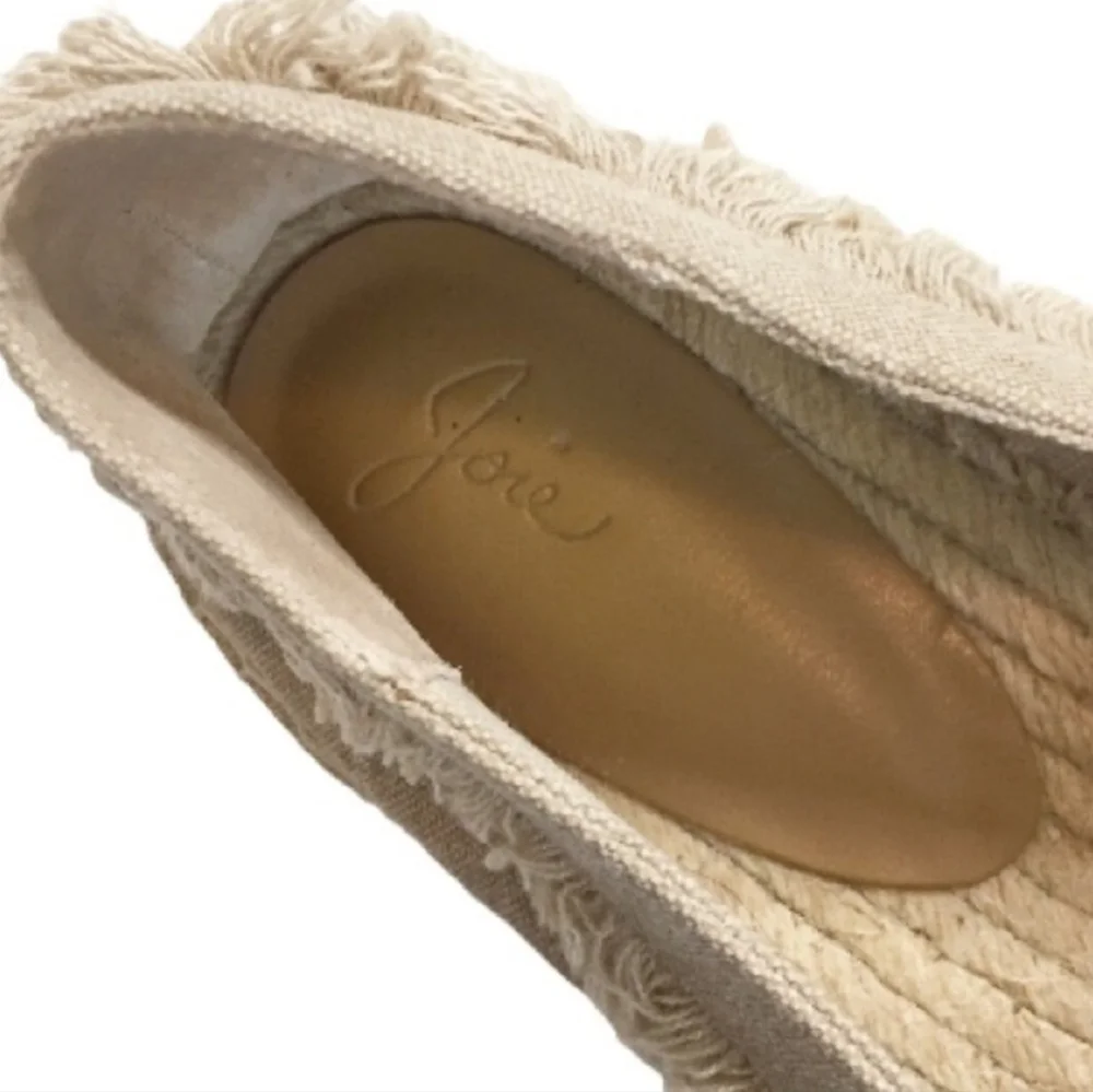 JOIE Vivienne Fringed Canvas Espadrilles Flats In Flax Size Eur 38.5 / US 8